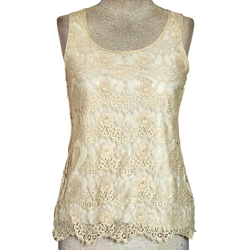 Banana Republic Cream Lace Sleeveless Blouse Size XS